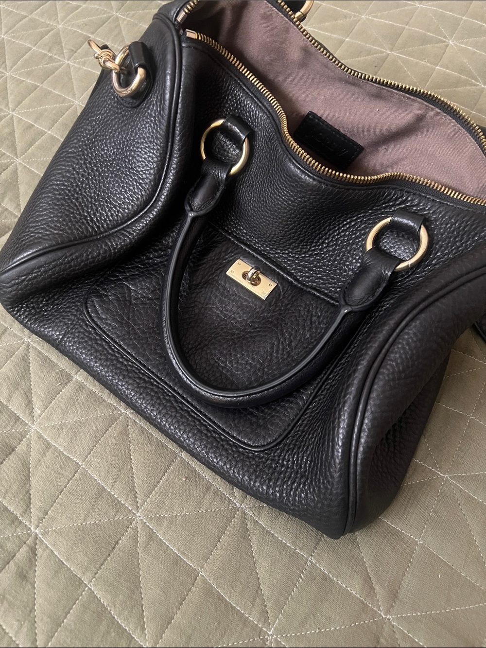 Jcrew Black Pebbled Leather Satchel Handbag